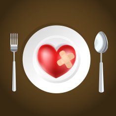 heart on a plate with fork and knife eps10