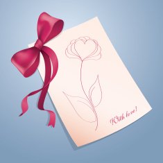 Valentine's day card with ribbon N2
