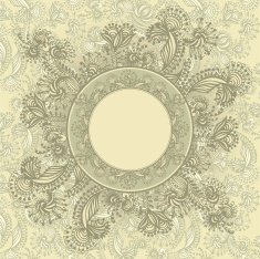 Vintage template with abstract flowers hand-drawing Vector illustration