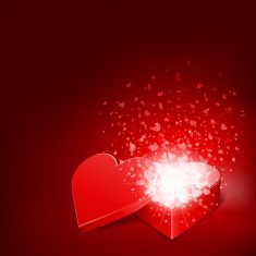 Open heart gift and fly hearts