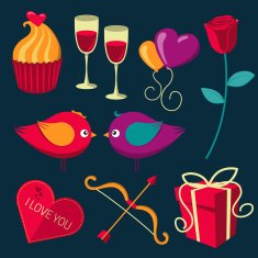 Saint Valentine Day objects set N2