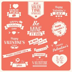 Collection of Valentine's day vintage labels typographic design elements N8