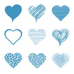 Set of hand drawn sketch hearts for Valentines Day design N2