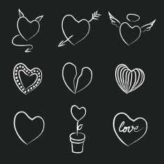 Hand Drawn Chalk Hearts Collection N2