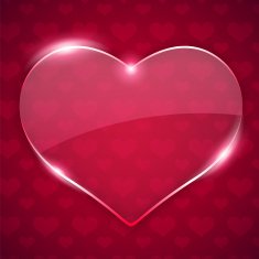 Glass Valentine Heart on Red Background N2