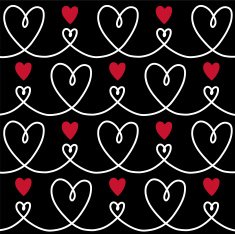 Patern heart red black white