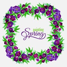 Decorative flowers of watercolor spring wreath N2