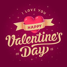Happy valentines day card Romantic lettering with symbol of heart