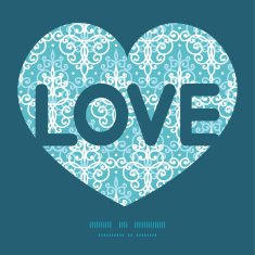 Vector light blue swirls damask love text frame pattern invitation N3