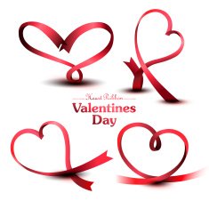 Set of Heart Ribbon Element valentine's day