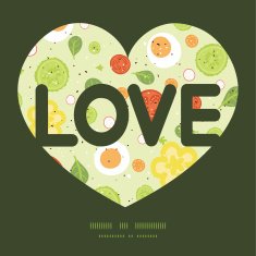 Vector fresh salad love text frame pattern invitation greeting card N2