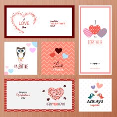 Set of Valentines day greeting card templates