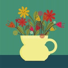 flowers in a retro vase