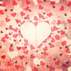 Grunge red color valentine hearts