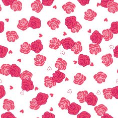 Pink roses and hearts storm seamless vector pattern