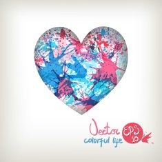 card for Valentine's Day 3D - effect multi-colored blots N10