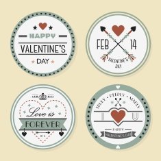 Valentine's day and romantic badges set