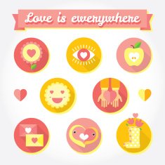 Love is cute icon and symbols set