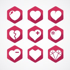 Vector set of love signs 9 Hearts icons