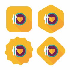Valentine's Day dinner flat icon with long shadow eps10 N16