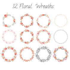 Set of twelve floral wreaths