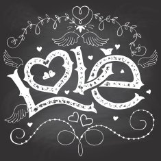 Love hand-lettering for Valentines day on chalkboard