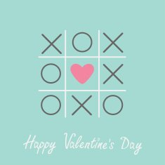 Tic tac toe cross heart sign Valentines day Blue Flat