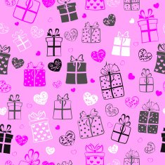 Seamless pattern of hearts and gift boxes N10