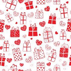 Seamless pattern of hearts and gift boxes N12