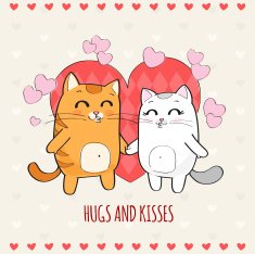 Happy Valentines Day card with cute Cats N2