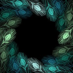 Vector frame with peacock feathers and place for text