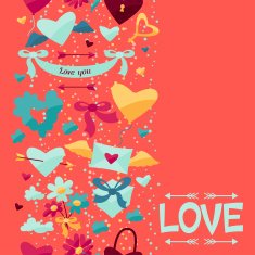 Pattern with Valentine's and Wedding icons N2