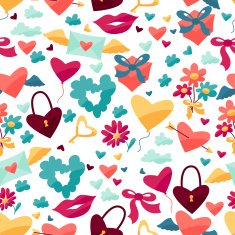 Pattern with Valentine's and Wedding icons N3
