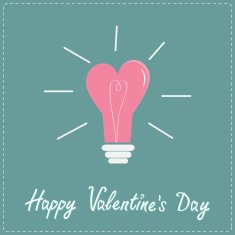 Pink light bulb heart Flat design Valentines day