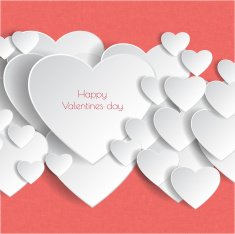 Heart Paper Sticker With Shadow Valentine's day vector illustrat N30