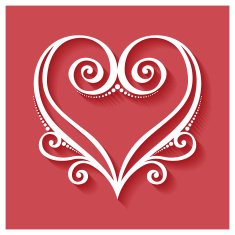Deco Floral Heart on Red Background Design element N21