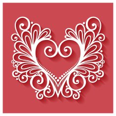 Deco Floral Heart on Red Background Design element N23