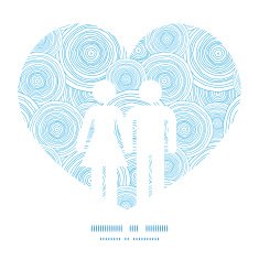 Vector doodle circle water texture couple in love silhouettes frame N3