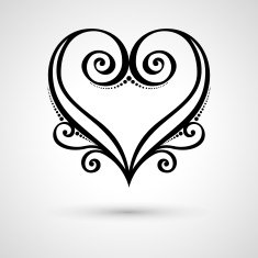Deco Floral Heart on Gray Background Design element N9