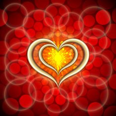 Vector abstract bright red background with golden hearts and flames N2