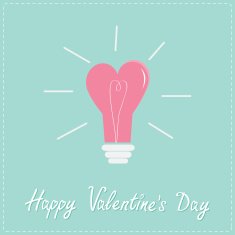 Light bulb heart Flat design Happy Valentines day