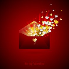 Love letter Open envelope with hearts Congratulations on Valentine's Day N4