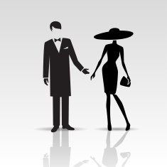 Vector silhouettes of lady and gentleman N2