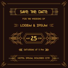 Wedding Invitation Card - Art Deco Vintage Style N6