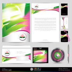 Lotus blossom vector template business set Design elements