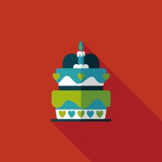 Valentine's Day cake flat icon with long shadow eps10 N54