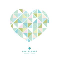 Vector colorful pastel triangle texture heart silhouette pattern frame N2