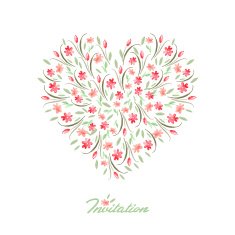 vector watercolor flower heart