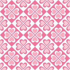 seamless pattern of stylized hearts and geometrical shapes