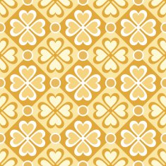 seamless pattern of stylized flowers and geometrical shapes